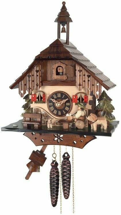 13"  One Day Cottage Cuckoo Clock - Beer Drinker Raises Mug