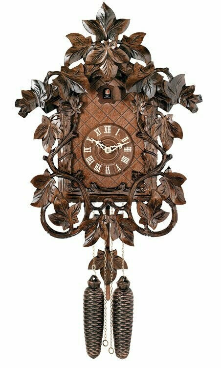 16" Eight Day Cuckoo Clock with Hand-carved Vines and Leaves