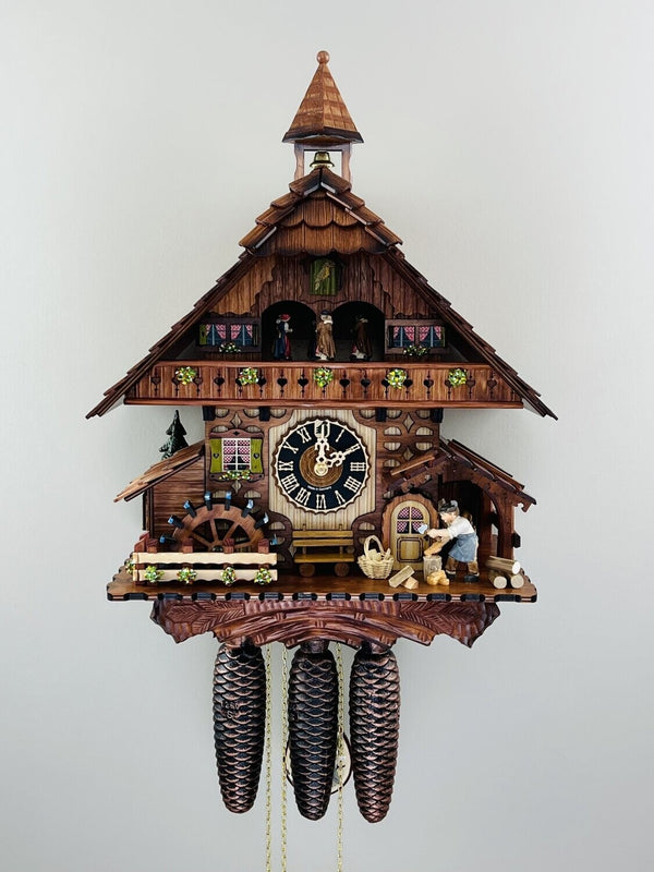 18" Eight Day Musical Cuckoo Clock with Woodchopper and Waterwheel
